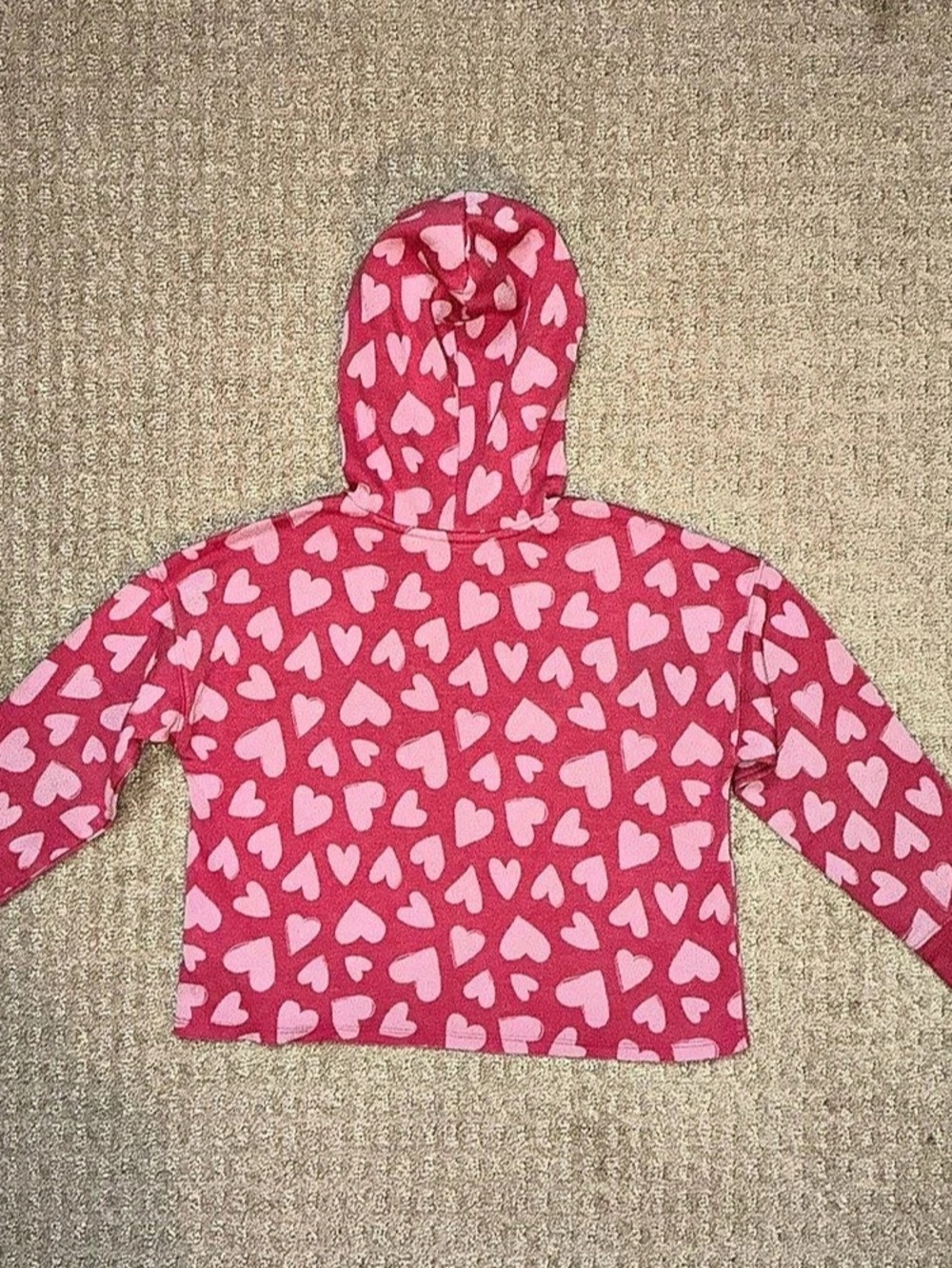 Old Navy Pink Heart Print Pullover Hoodie